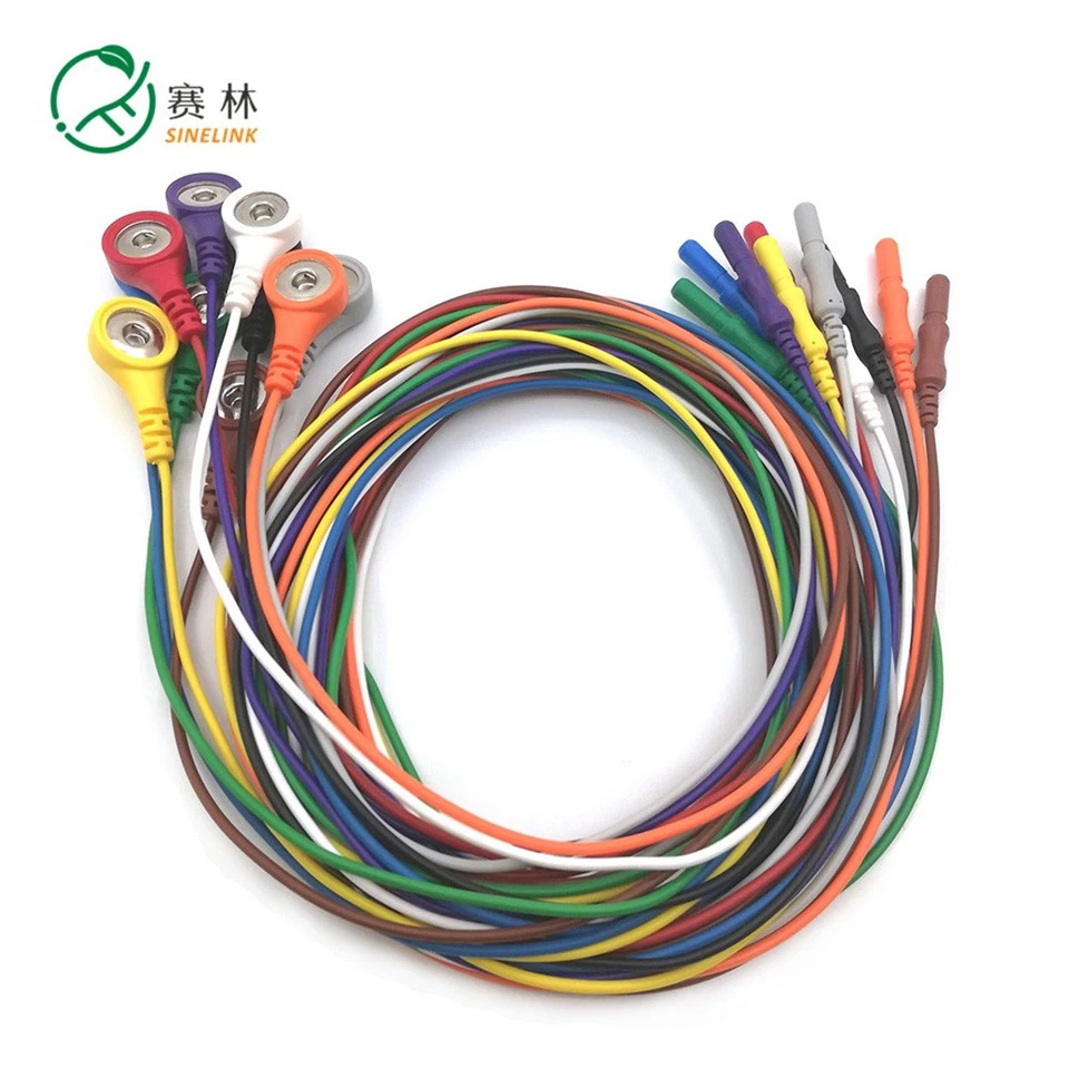 Single ECG Electrode Leadwire DIN42802 EKG/Emg/EEG Snap Leads Cable
